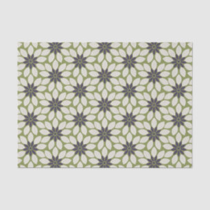 Blockdruck Tischtennisblaue Blume grün Seidenpapier