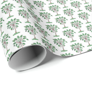 Blockdruck-Weihnachts-Palmetto-Geschenkpapier Geschenkpapier