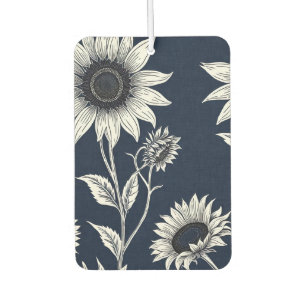 Blockdruckblau und weiß Sonnenblumen Autolufterfrischer