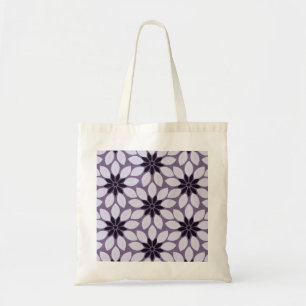 Blockdruckgebundene Blume lila Tragetasche