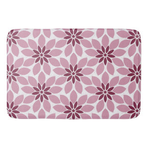 Blockdruckgebundene Blume rosa Badematte