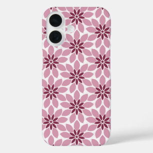 Blockdruckgebundene Blume rosa iPhone 16 Hülle