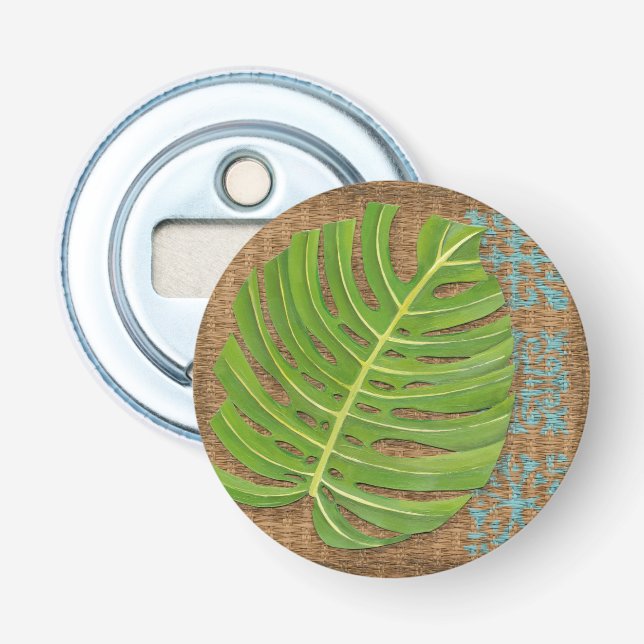 Blockdruckpalme auf Wicker-Hintergrund Flaschenöffner (Vorderseite)