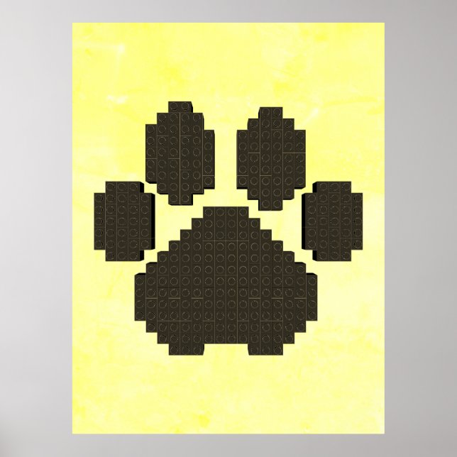 Blöcke aus schwarzem Dog Pawprint Gebäude gestört Poster (Vorne)