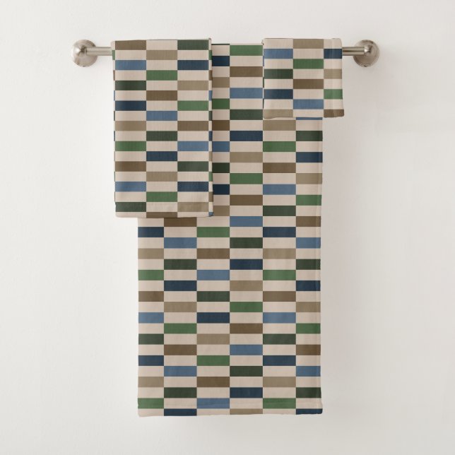 Blöcke, schiefer blau, Wald, braun Badhandtuch Set (Insitu)