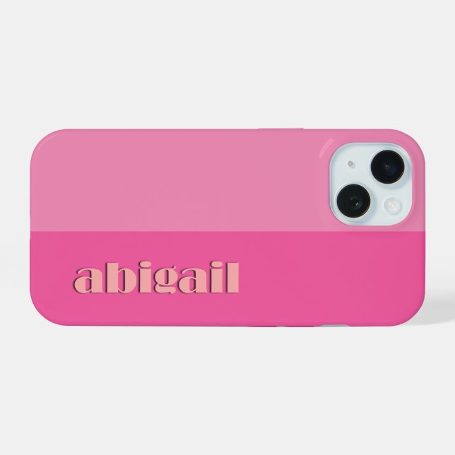 Blockfarben mit Personalisierung iPhone 15 Hülle (Rückseite (Horizontal))