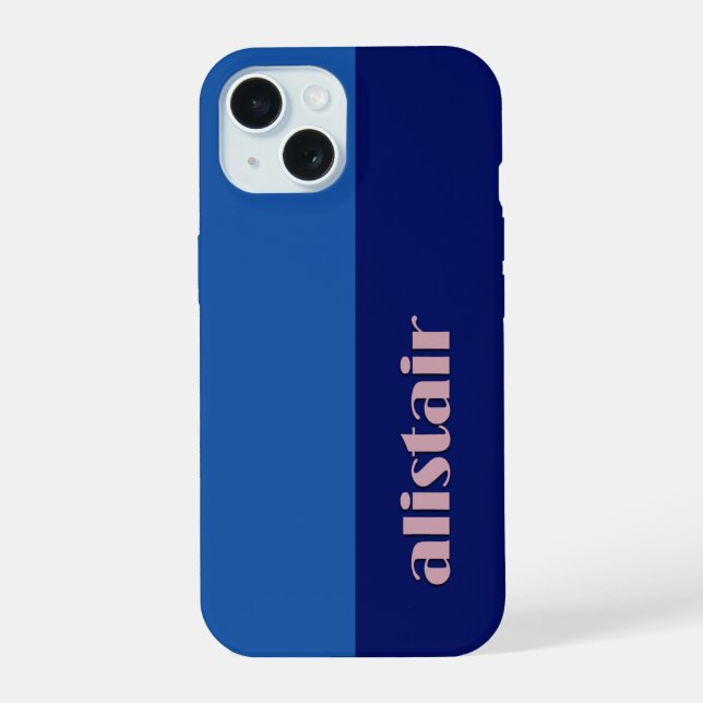 Blockfarben mit Personalisierung iPhone 15 Hülle (Rückseite)