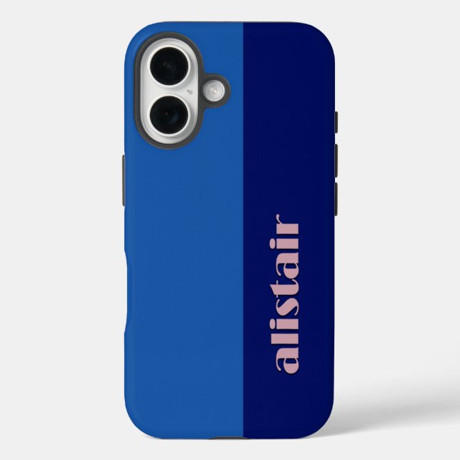Blockfarben mit Personalisierung iPhone 16 Hülle (Rückseite)