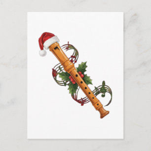 Blockflöteninstrument Weihnachtsmannhut Weihnachte Feiertagspostkarte