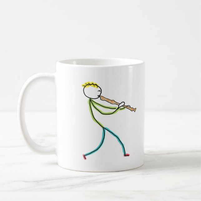 Blockflötenspielender Strichmännchen Kaffeetasse (Links)