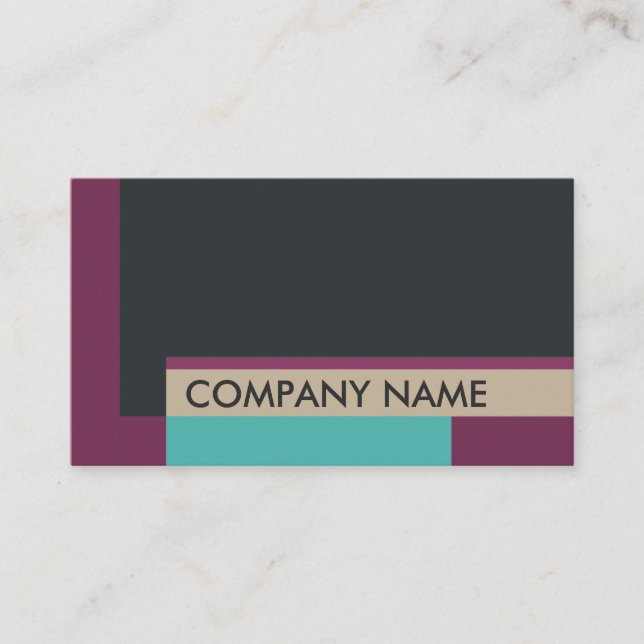 Blockgestaltung Schwarz Lila Aquamarin Visitenkarte (Vorderseite)