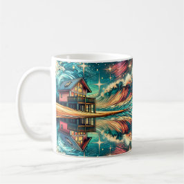 Blockhütte am Strand Art Ai Art Kaffeetasse