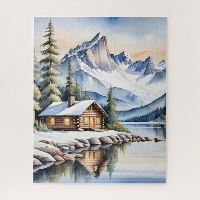 Blockhütte im Winter (Vertikal)