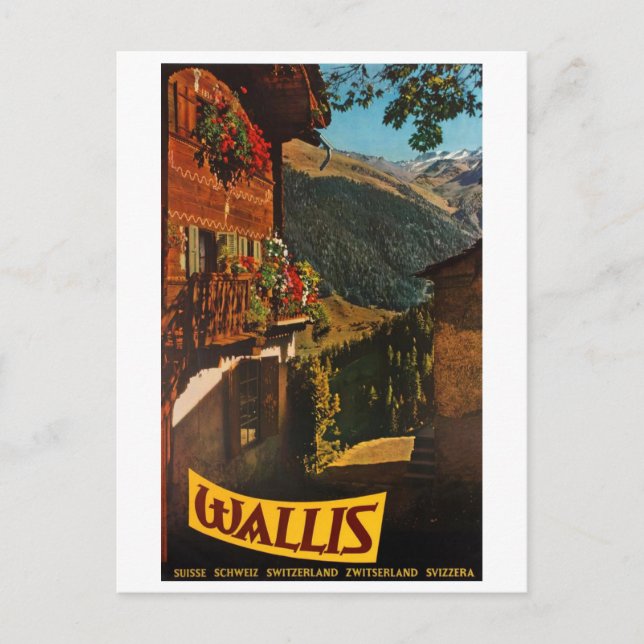 Blockhütte in Wallis, Schweiz Postkarte (Vorderseite)