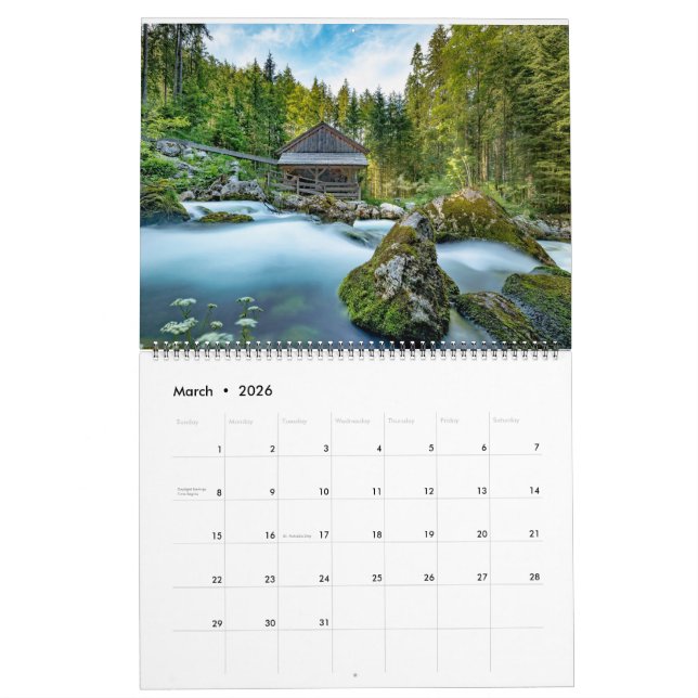 Blockhüttenflüster: Ein Jahr rustikaler Rückzüge Kalender (Mär 2026)