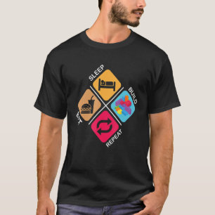 Blockiert Gebäude-Ideen Sleep Eat Build Wiederholu T-Shirt