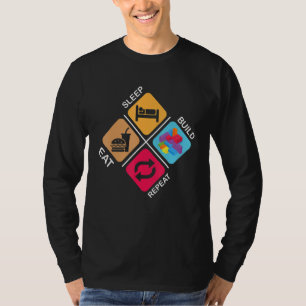 Blockiert Gebäude-Ideen Sleep Eat Build Wiederholu T-Shirt