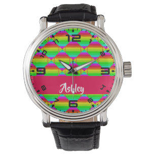 Blockierte, helle Regenbogenformen Armbanduhr
