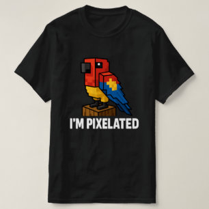 Blockiger Dschungelpapagei, gepixelter Papagei, Pi T-Shirt