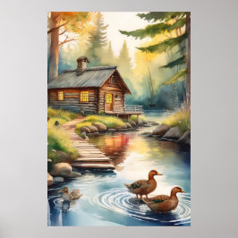 Blockkabine auf Fluss 1 Poster