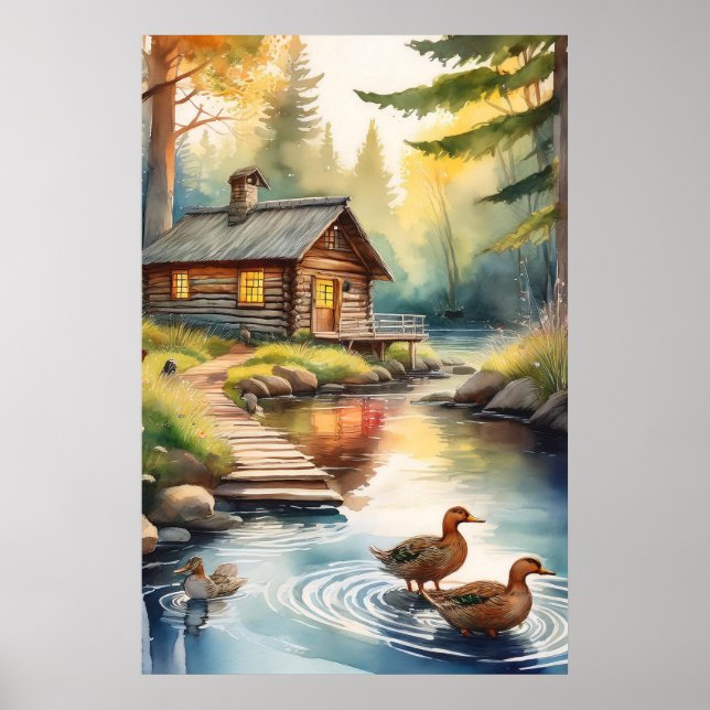 Blockkabine auf Fluss 1 Poster (Vorne)