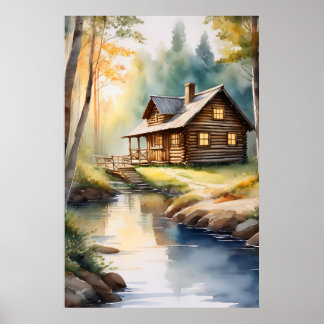 Blockkabine auf Fluss 4 Poster