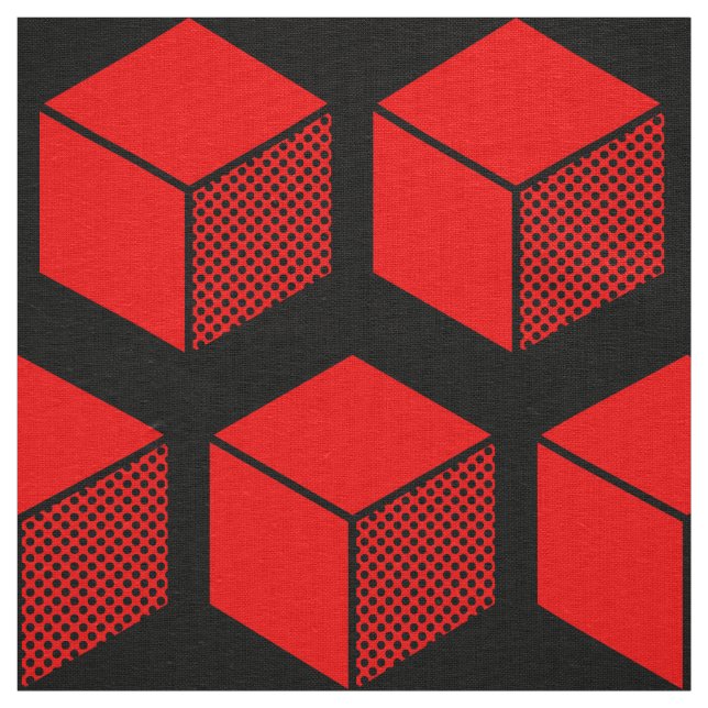 Blockmuster 02 - Rot auf Schwarz Stoff (Muster)