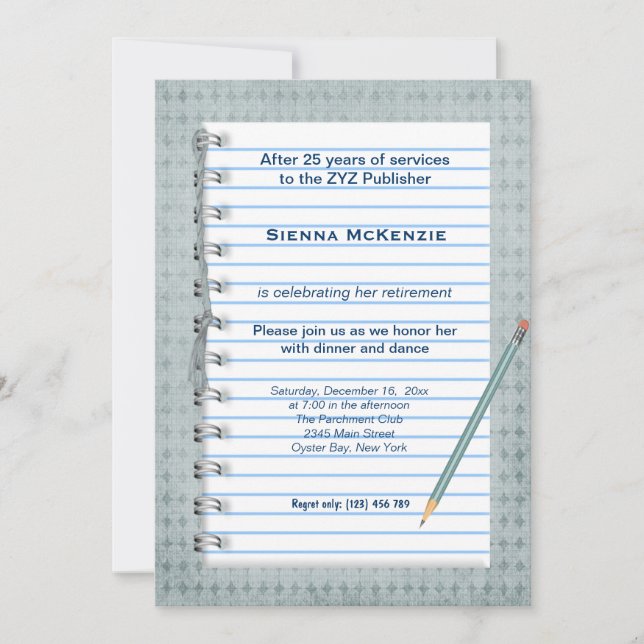 Blocknotiz - Rückgabe Einladung (Vorderseite)