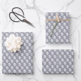 Blockprint inspiriert blau geschenkpapier set