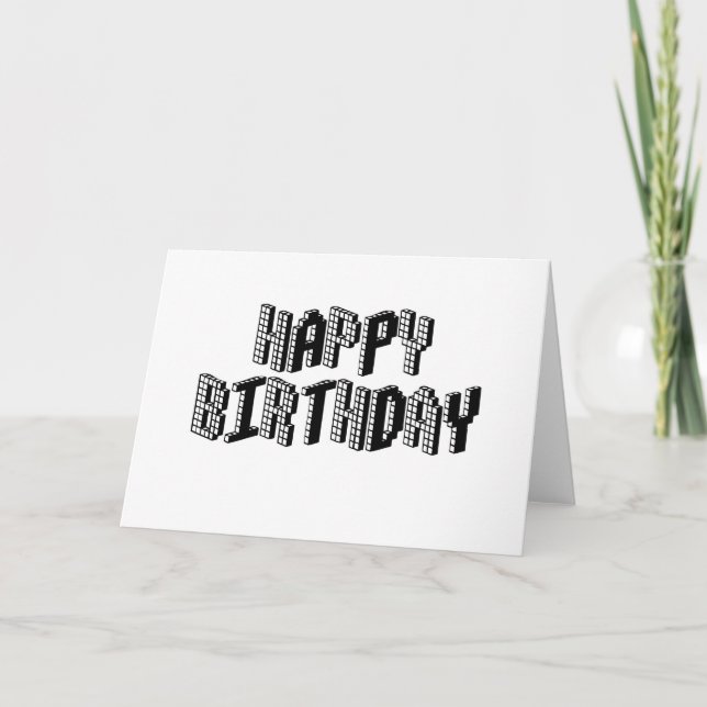 Blocks Happy Birthday Karte (Vorderseite)