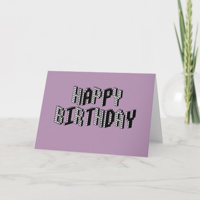Blocks Happy Birthday (Lavender) Karte (Vorderseite)