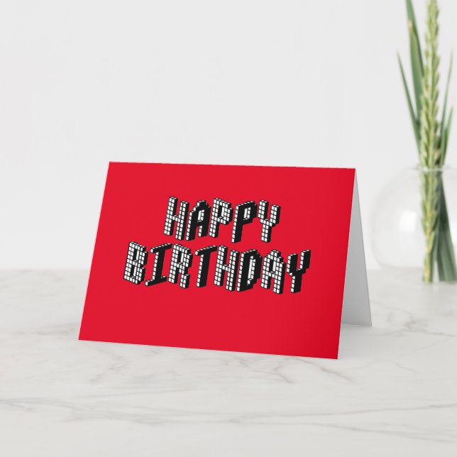 Blocks Happy Birthday (Rot) Karte (Vorderseite)