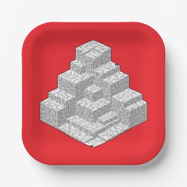 Blocks Maze Puzzle Pappteller (Vorderseite)