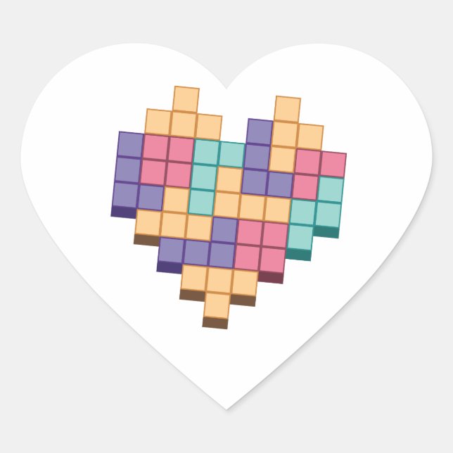 Blockspiel Herzschrittstil Herz-Aufkleber (Vorderseite)