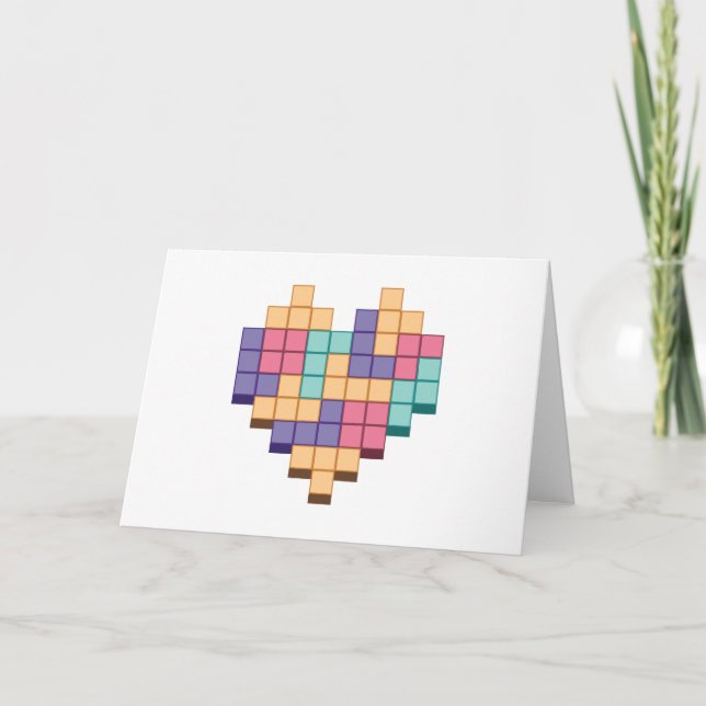 Blockspiel Herzschrittstil Karte (Vorderseite)