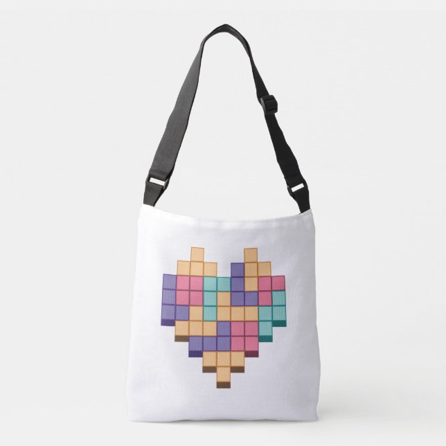 Blockspiel Herzschrittstil Tragetaschen Mit Langen Trägern (Vorderseite)