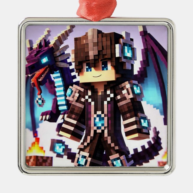 Blockstyle Dark Dragon Diamond Sword Ornament Aus Metall (Vorne)
