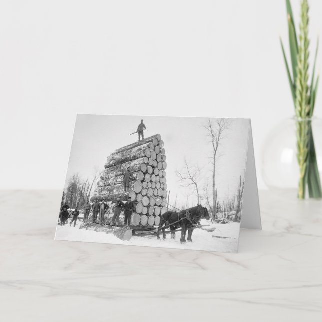 Blockwinden bei Arbeit, 1890 Karte (Vorderseite)