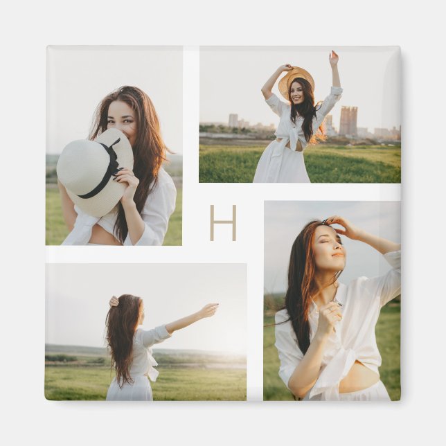 Blocs de monogramme Photo aimant couleur modifiabl (Devant)