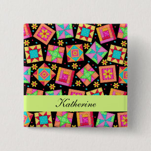 Blocs de surface en Patchwork vert noir Nom Badge