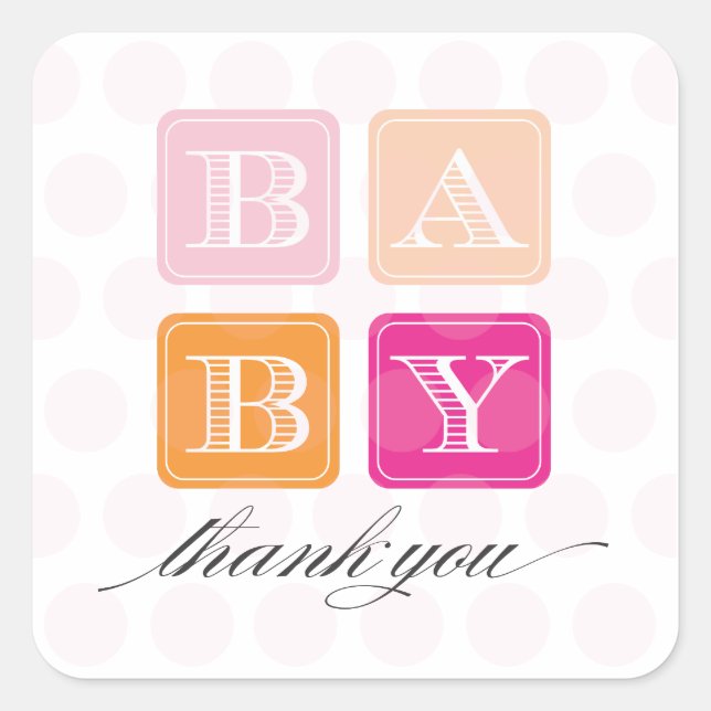 Blocs rose et orange Baby shower Favoriser Sticker (Devant)