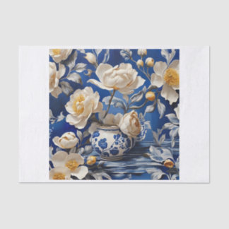 Bloemen in vaas decoupage tissue papier