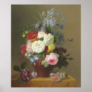 Bloemers Rosen und Wildblumen in einer Terrakotta. Poster
