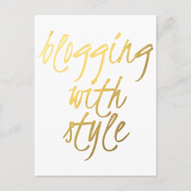 Bloggen mit Stil - Gold Script Postkarte (Vorderseite)