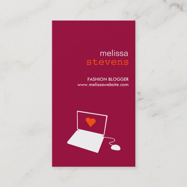 BLOGGER IN RED Business Card Visitenkarte (Vorderseite)