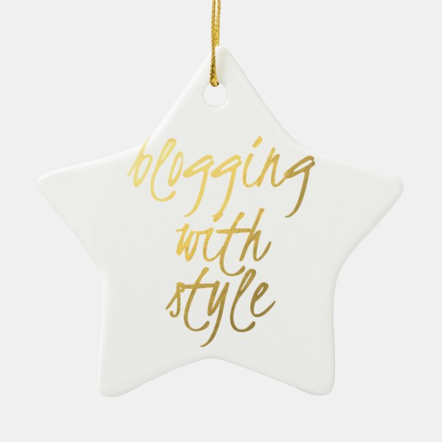 Blogging mit Art - Goldskript Keramikornament (Vorne)