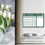 Blogs in der Zeit: Floristischer Monatsplaner Magnetisches Trockenlöschblatt<br><div class="desc">Erhöhen Sie Ihr Organisationsspiel mit unseren Blooms in der Zeit: Florist Monthly Dry Erase Sheet in erfrischend grün und weiß. Diese anpassbare Vorlage stellt Ihr Blumenlogo in den Vordergrund und schafft so die Bühne für eine effiziente und kreative Planung. Der Planer enthält Felder für jeden Wochentag, in denen Sie Notizen,...</div>