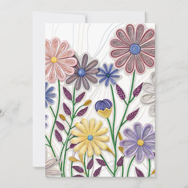 Blogs in Paper & Thread: 3D-Wildblume Einladung (Vorderseite)