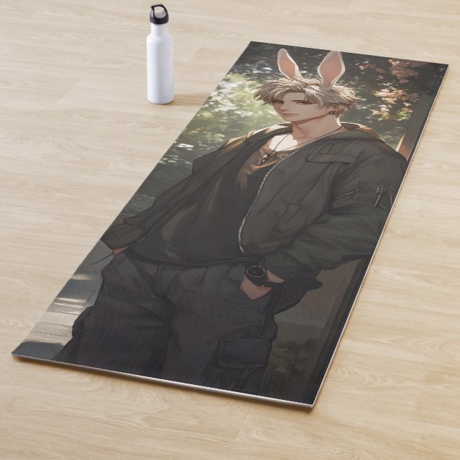 Blond Anime Bunny Boy Yogamatte (Beispiel)