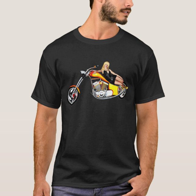 Blond auf einem Chopper T-Shirt (Vorderseite)